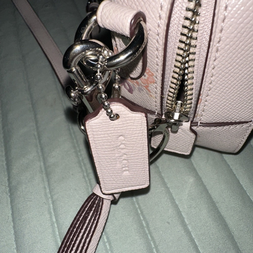 Coach Women's Crossbody Purse Pink B1881-29347 Floral Leather Zipper Chain - Picture 5 of 7